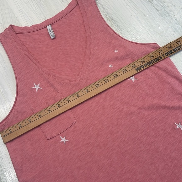 Z Supply The Pocket Pink Star Embroidered Tank Top Sz S - Picture 4 of 8